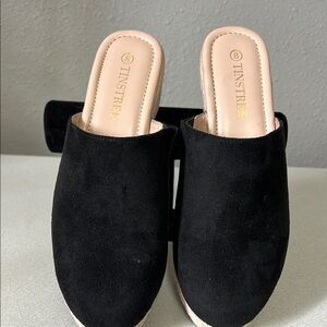 Tinstree Black Suede Mules with Rounded Toe